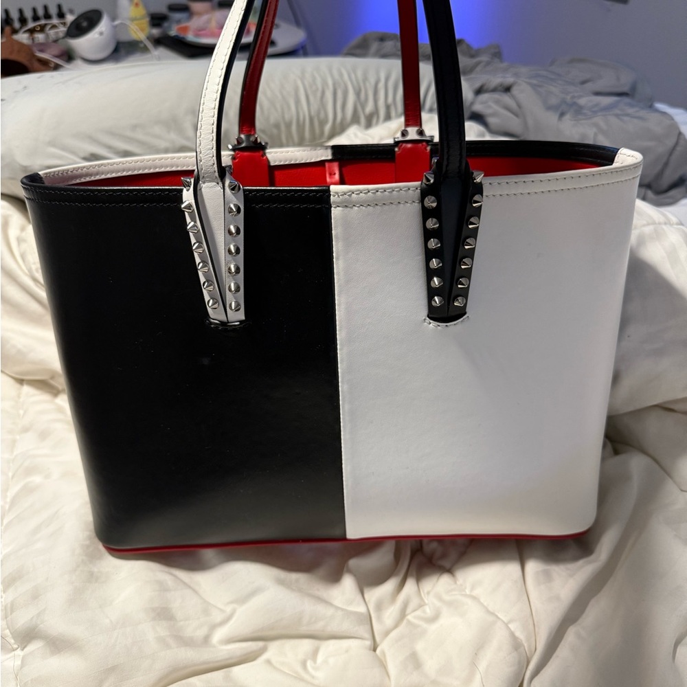 Christian Louboutin Black and White Studded Tote